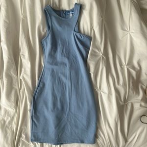 blue abstract body con dress